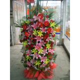 花篮:红玫瑰22枝，小熊一对，绿叶，桃心花盒放（需提前预定，并限送各大城市）