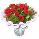 鲜花:粉多头香水百合6枝，单枝包装、草绿色棉纸圆形包装