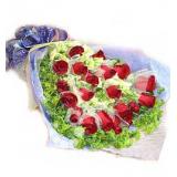 平桥区鲜花鲜花:红玫19枝，大量配草，手柔纸单面包装