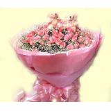 鲜花:3支多头白香水百合,外加绿叶,豪华纸+丝带包扎,附送精美卡片.（此花需预定）