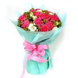 鲜花:99支红色康乃馨_满天星_红色包装