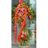 鲜花:四面观花插一个，高2.2米以上，主要以非洲菊为主，间插玫瑰，百合等（此花需提前预定）